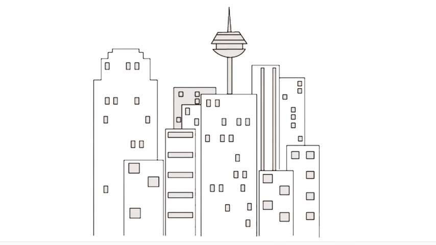 854x480 How To Draw A City - Easy City Drawing