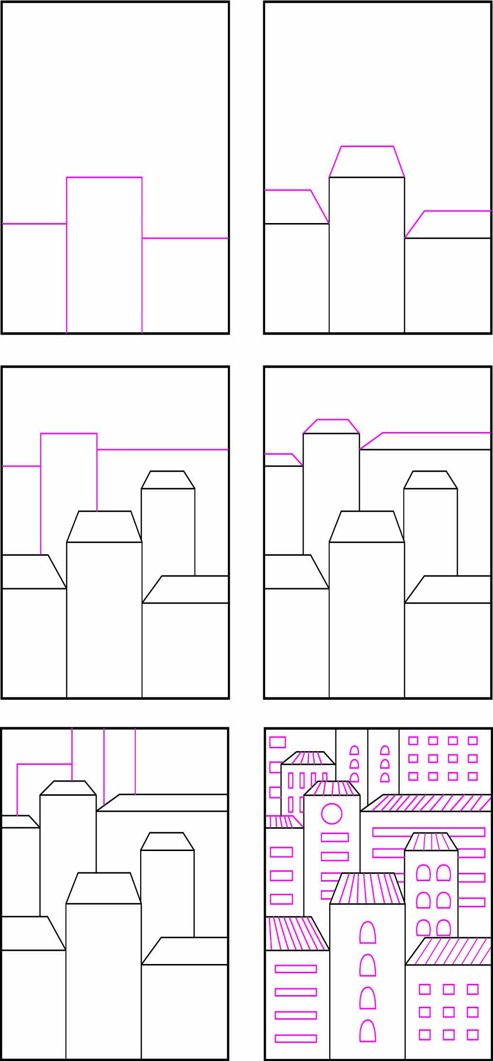 1017x2188 Overlapping Art, With Architecture Art Projects For Kids - Easy City Drawing