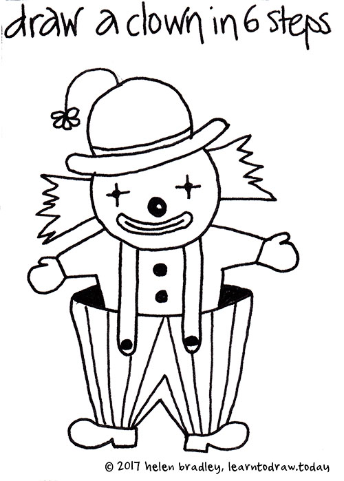 500x699 How To Draw A Cute Clown In Six Steps Learn To Draw - Easy Clown Drawing