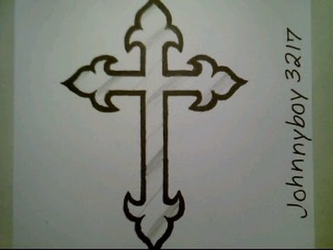 480x360 How To Draw A Cross Step - Easy Cross Drawings