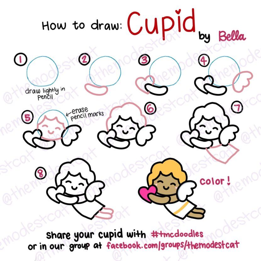 830x830 How To Draw Cupid Easy Way To Doodle A Cute Cupid For Valentine - Easy Cupid Drawing