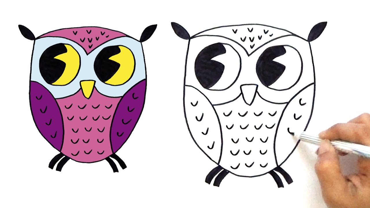 1280x720 How To Draw A Cute Cartoon Owl For Kids - Easy Cute Owl Drawing