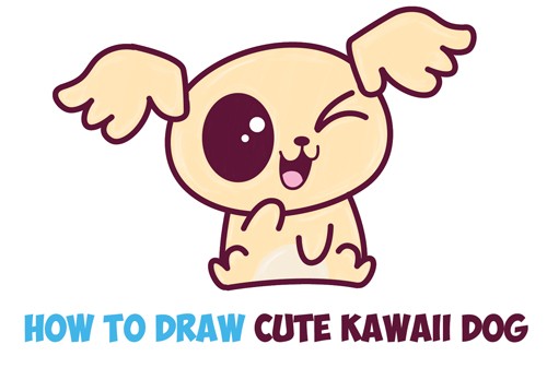 500x337 How To Draw Cute Chibi Kawaii Puppy Doggy Easy Step - Easy Dog Drawing For Kids