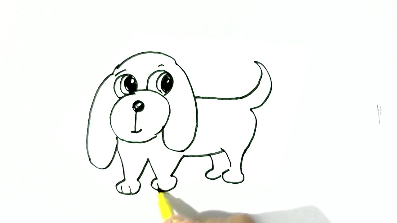 1280x720 How To Draw Easy Dog In Easy Steps For Children Beginners - Easy Dog Drawing For Kids