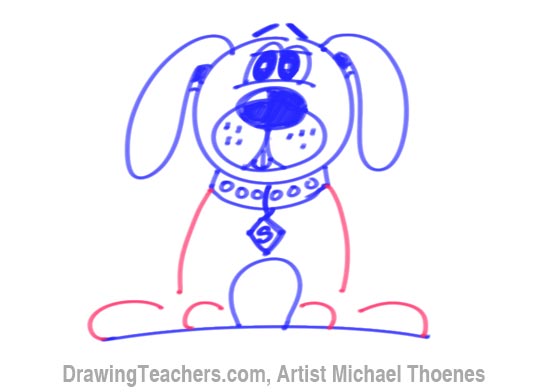 550x392 How To Draw A Cartoon Dog Sitting Down - Easy Dog Drawing Tutorial