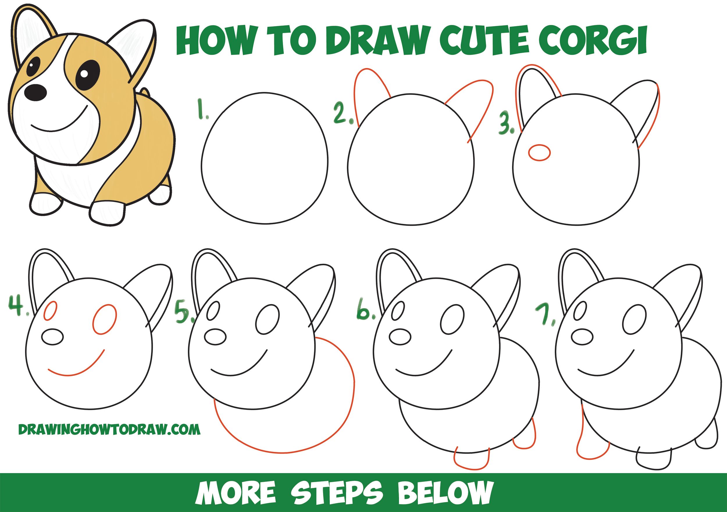 2500x1763 How To Draw A Cute Corgi - Easy Dog Drawing Tutorial