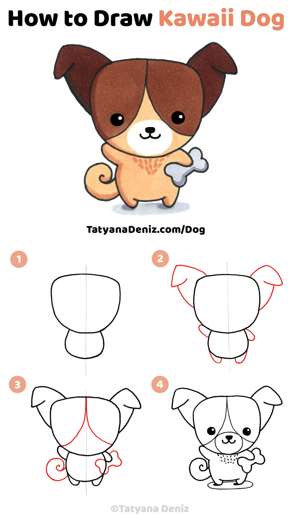 1200x2131 How To Draw Kawaii Dog With A Simple Step - Easy Dog Drawing Tutorial