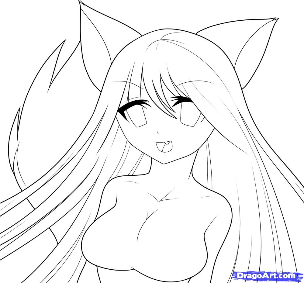 1000x931 How To Draw A Wolf Girl, Anime Wolf Girl, Step - Easy Drawing Anime Girl