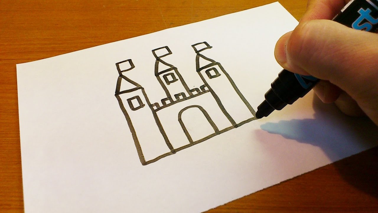 1280x720 Very Easy ! How To Draw A Castle - Easy Drawing For Kids