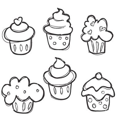 380x400 Cupcake Sketch Vector Image On Sketchdrawillustratejournal - Easy Drawing For Kids