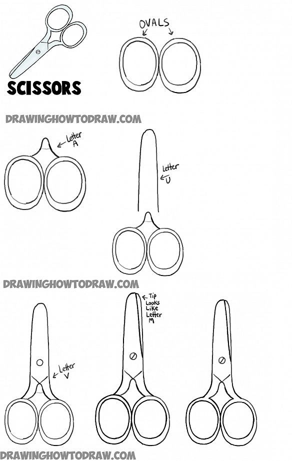 584x922 beginner drawing lessons for kids how to draw scissors with easy - Easy Drawing Lessons For Kids