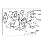 150x150 Learn How To Draw Winter Bonfire Scene - Easy Drawing Of Winter Season