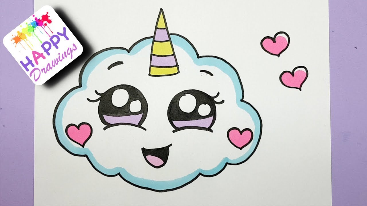 1280x720 How To Draw A Super Cute Cloud Emoji Unicorn - Easy Drawing Photos