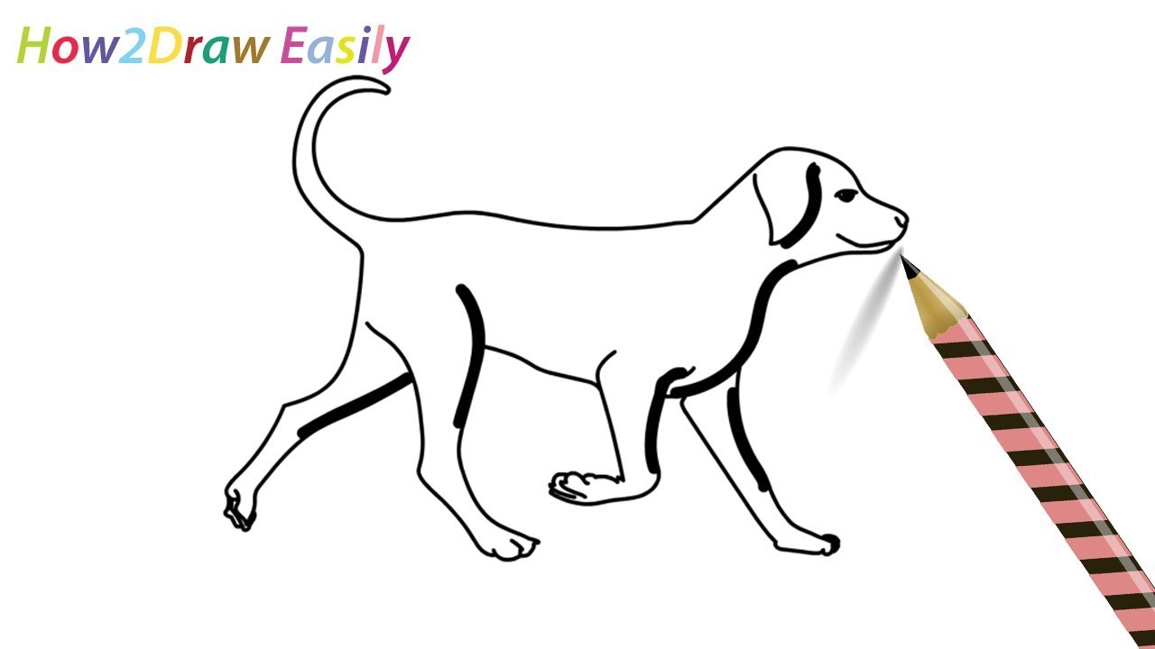 1280x720 How To Draw A Dog Walking Easy Drawing Step - Easy Drawing Pictures Of Dogs