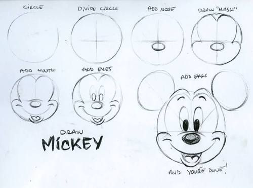 500x371 Easy Mickey Mouse Drawing Tutorial Art Prints Drawings - Easy Drawing Tutorials Disney