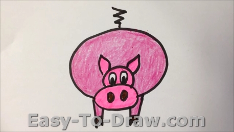458x258 How To Draw A Cartoon Little Piggy For Kids Easy - Easy Drawings For Little Kids