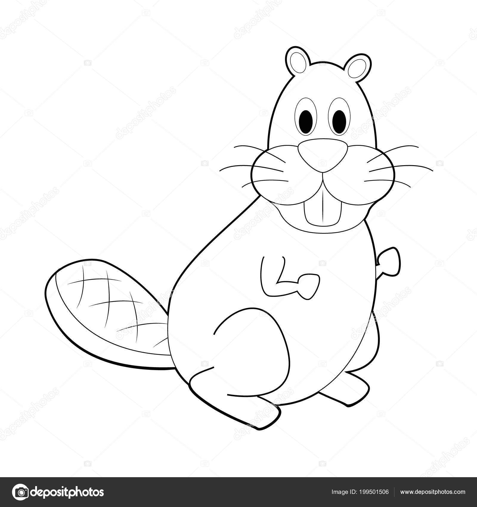 1600x1700 Easy Coloring Drawings Animals Little Kids Beaver Stock Vector - Easy Drawings For Little Kids