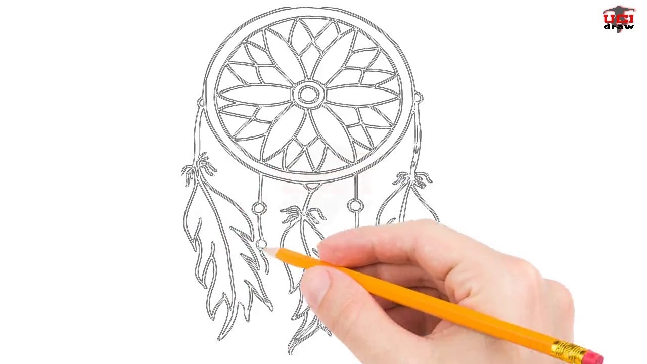 1280x720 How To Draw A Dreamcatcher Step - Easy Dream Catcher Drawing