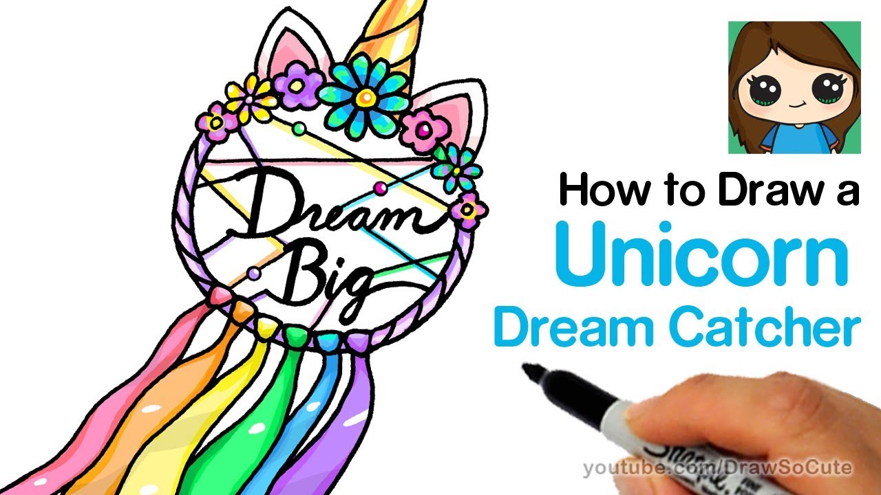 1280x720 How To Draw A Unicorn Dream Catcher Easy - Easy Dream Catcher Drawing
