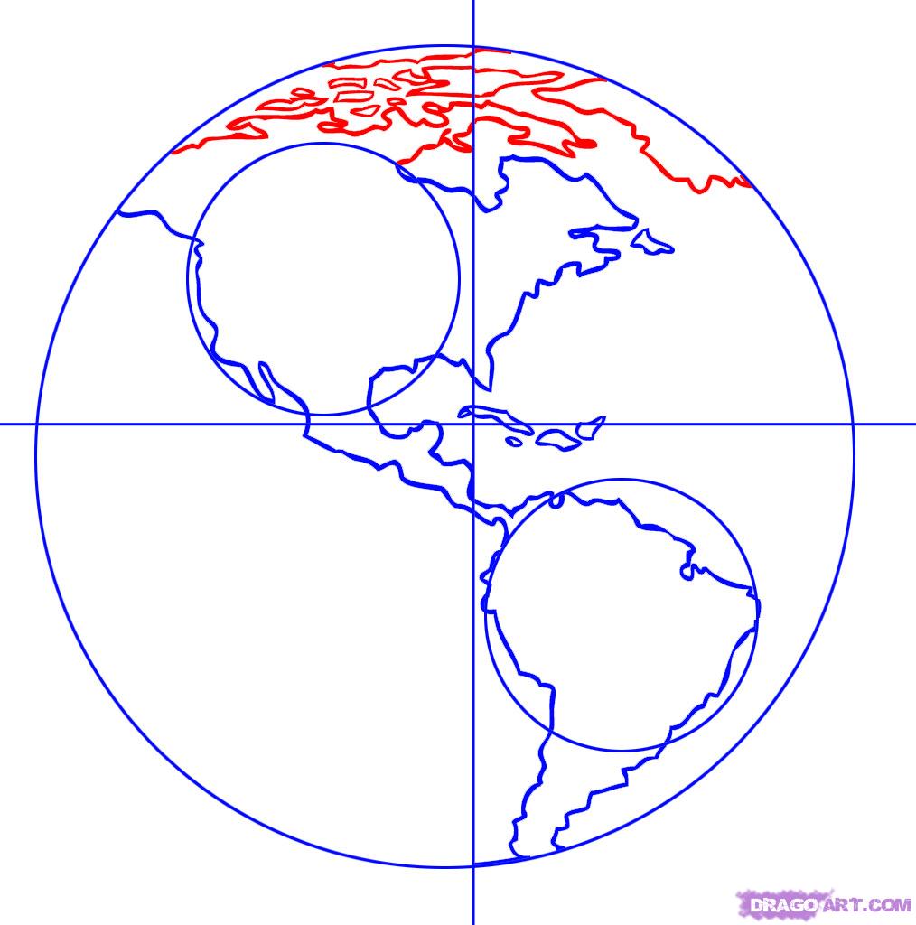 1014x1024 How To Draw Earth, Step - Easy Earth Drawing