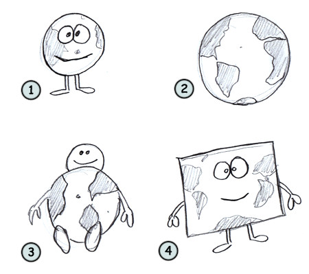 450x399 Drawing A Cartoon Earth - Easy Earth Drawing