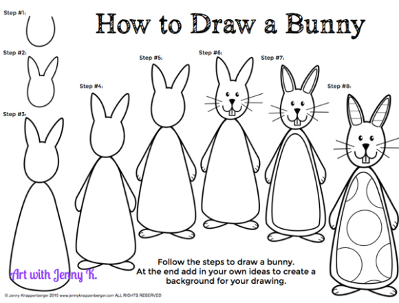 580x441 draw easy easter bunny how to draw a bunny rabbit drawing - Easy Easter Bunny Drawing