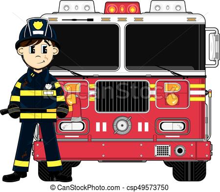 450x394 Fireman Fire Truck Cute Cartoon Fireman - Easy Fire Truck Drawing