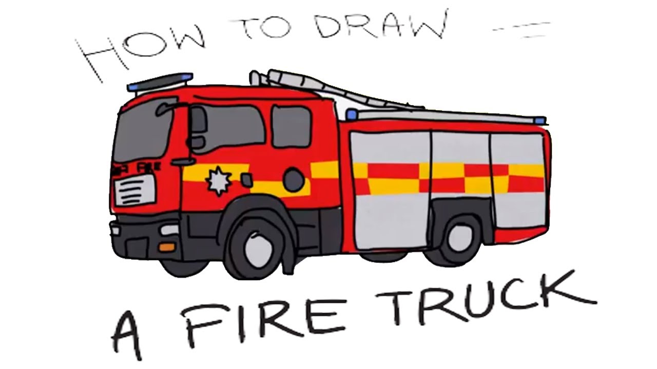 1280x720 How To Draw A Fire Truck For Kids - Easy Fire Truck Drawing
