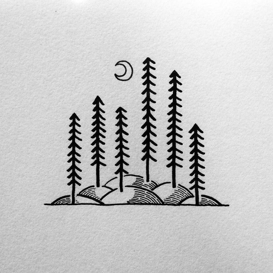 Easy Forest Drawing at PaintingValley.com | Explore collection of Easy ...