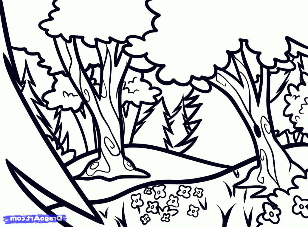 1024x754 Forest Drawing Cartoon For Free Download - Easy Forest Drawing