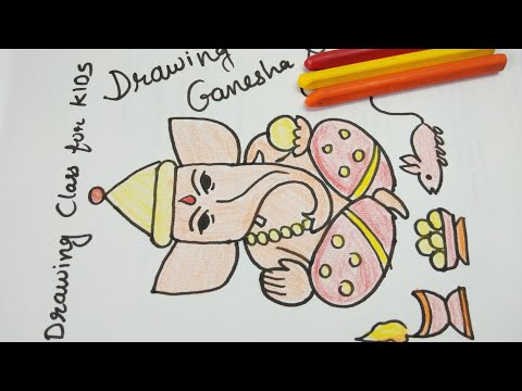 480x360 simple ganesha drawing easy ganpati drawing and color ganpati - Easy Ganesh Drawing