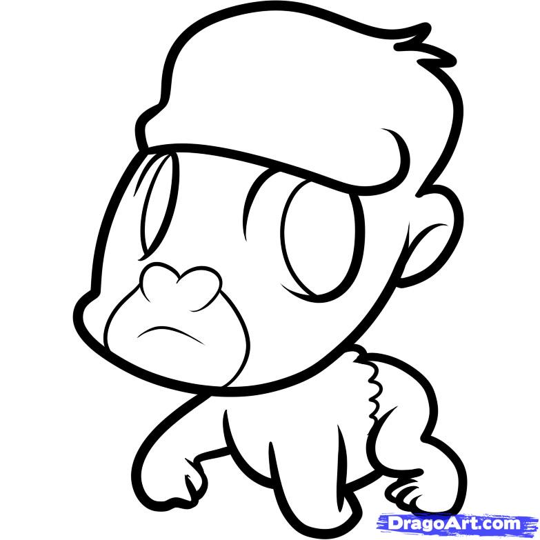 783x783 How To Draw A Gorilla For Kids, Step - Easy Gorilla Drawing