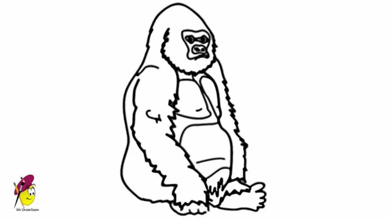 1280x720 Gorilla - Easy Gorilla Drawing