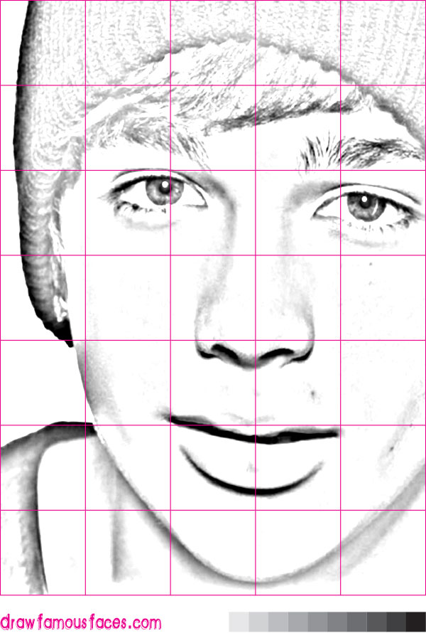 600x890 How To Draw Austin Mahone Draw Famous Faces - Easy Grid Drawings