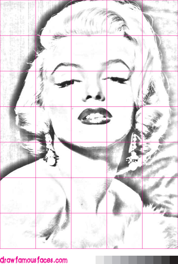 600x890 How To Draw Marilyn Monroe Draw Famous Faces - Easy Grid Drawings