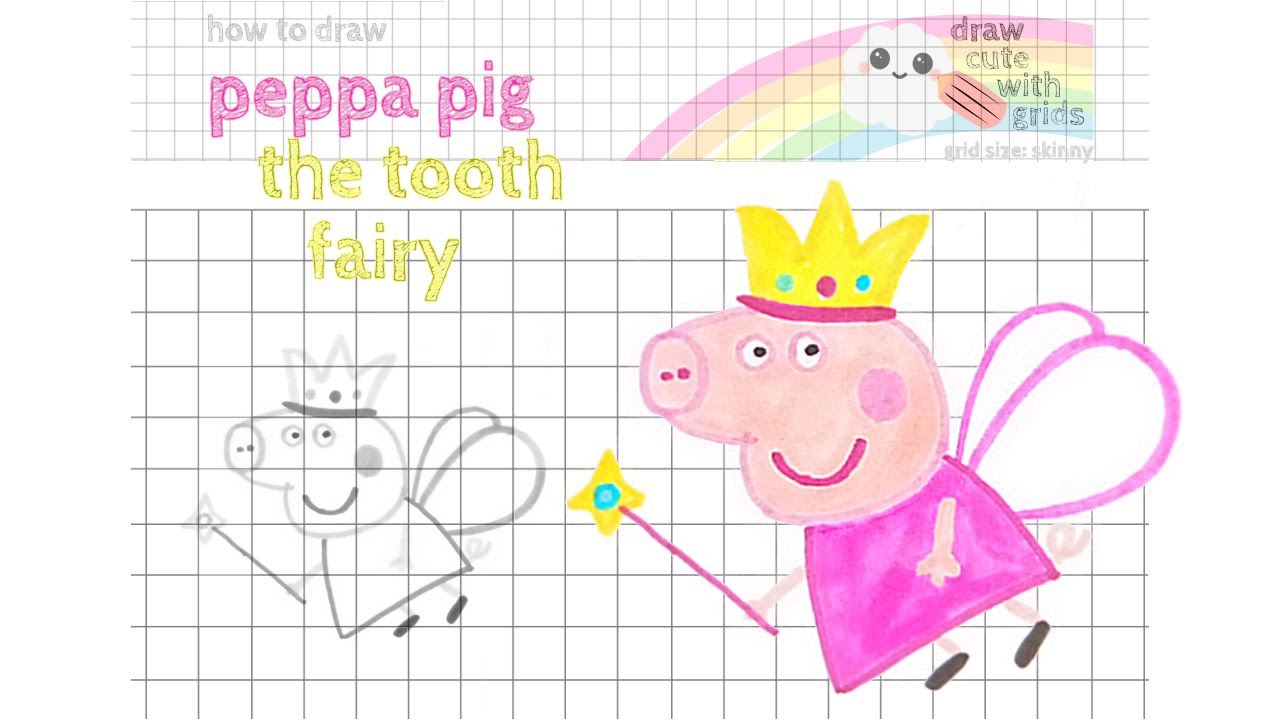 1280x720 How To Draw Peppa Pig The Tooth Fairy Easy Draw Cute With Grids - Easy Grid Drawings