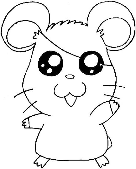 434x542 how to draw hamtaro the cartoon pet hamster with simple drawing - Easy Hamster Drawing