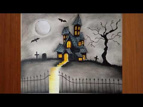480x360 haunted house drawing - Easy Haunted House Drawing