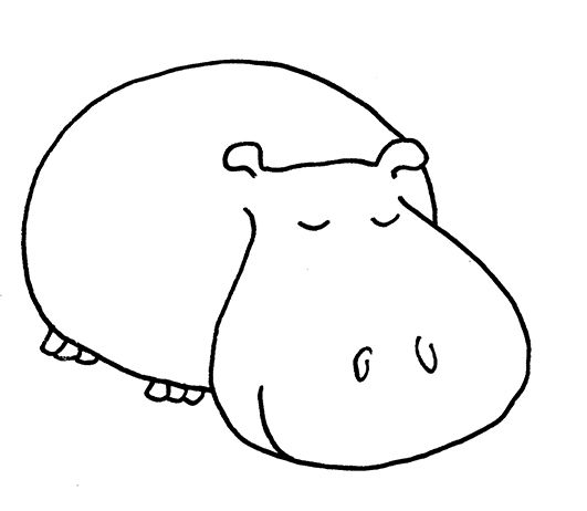 531x462 make this cartoon hippo, hippo drawing - Easy Hippo Drawing