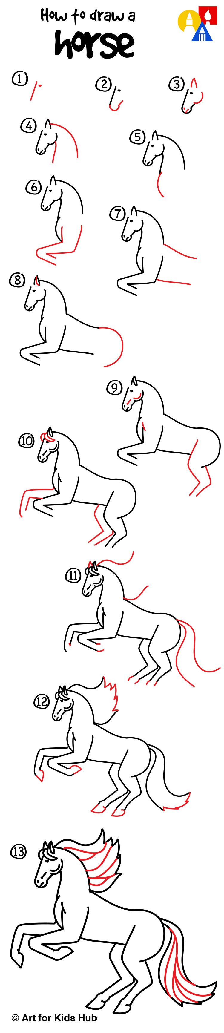 Easy Horse Drawing Step By Step at PaintingValley.com | Explore