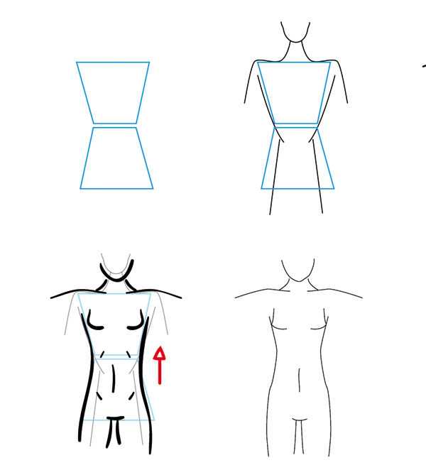 600x669 How To Draw Different Body Types For Males And Females - Easy Human Body Drawing