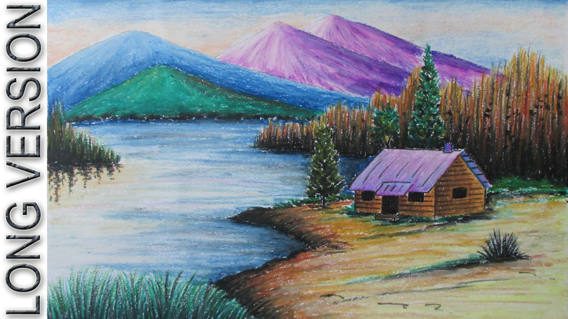 house easy landscape color pencil drawing