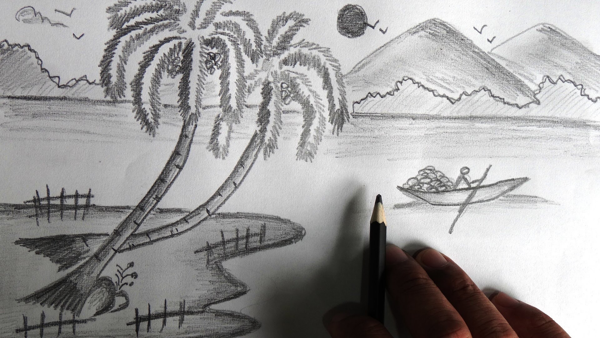 Easy Landscape Drawing For Beginners at PaintingValley.com | Explore