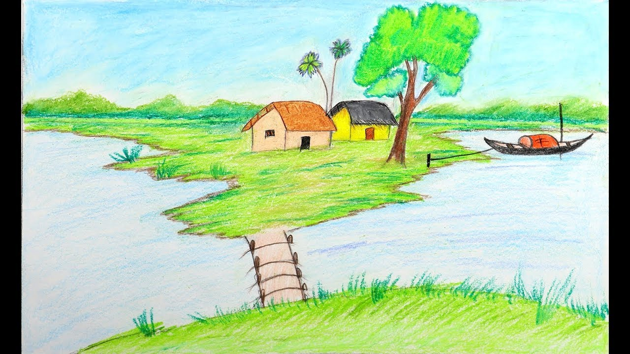 cute landscape drawing