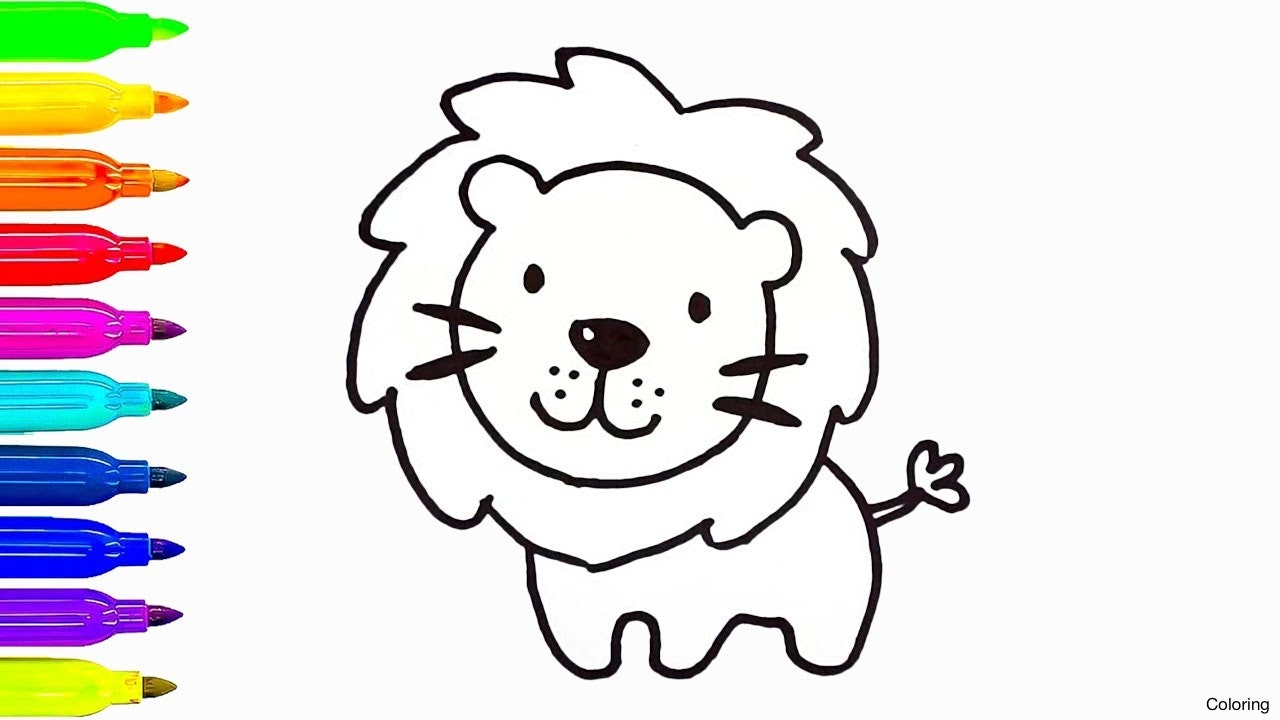 Easy Lion Drawing For Kids at PaintingValley.com | Explore collection