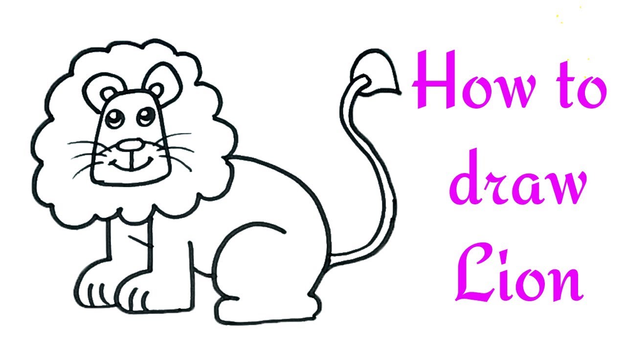 1280x720 How To Draw A Lion For Kids Lion Drawing Lesson Step - Easy Lion Drawing For Kids