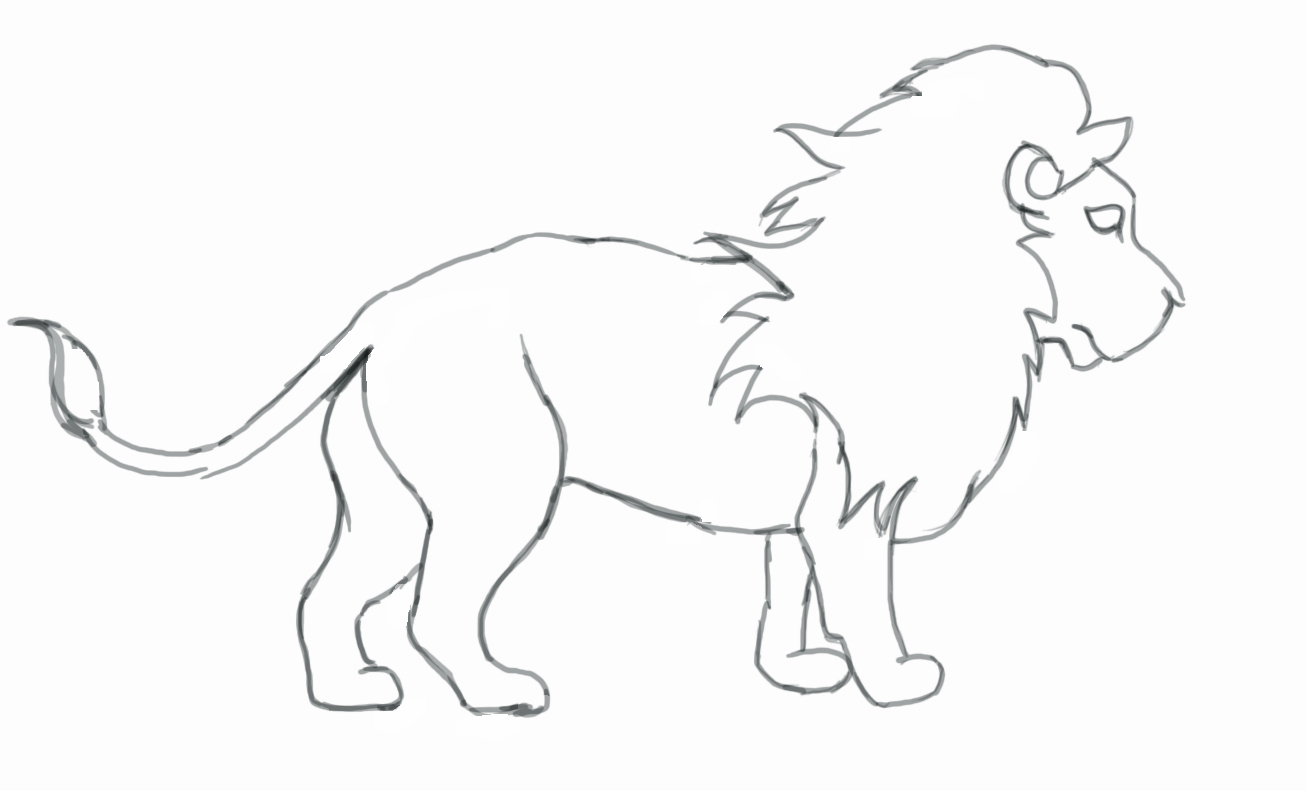 1307x791 easy lion drawing steps how to draw a lion - Easy Lion Drawing Steps