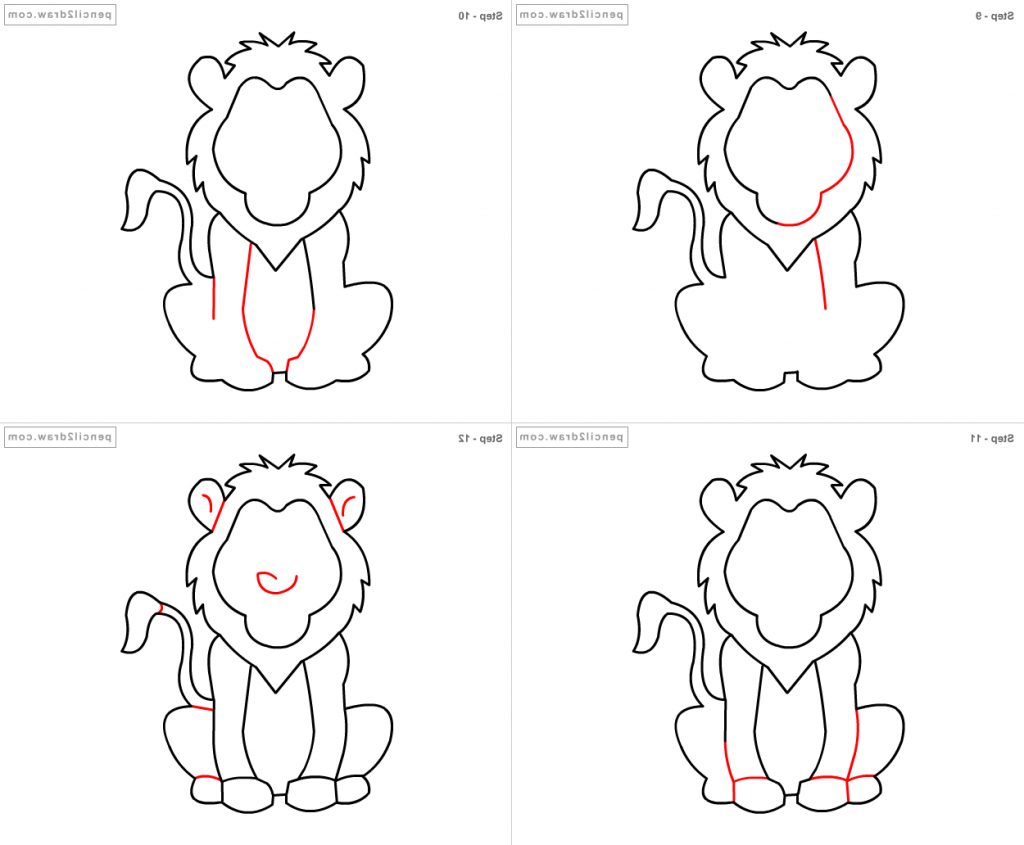 Easy Lion Drawing Steps at PaintingValley.com | Explore collection of ...