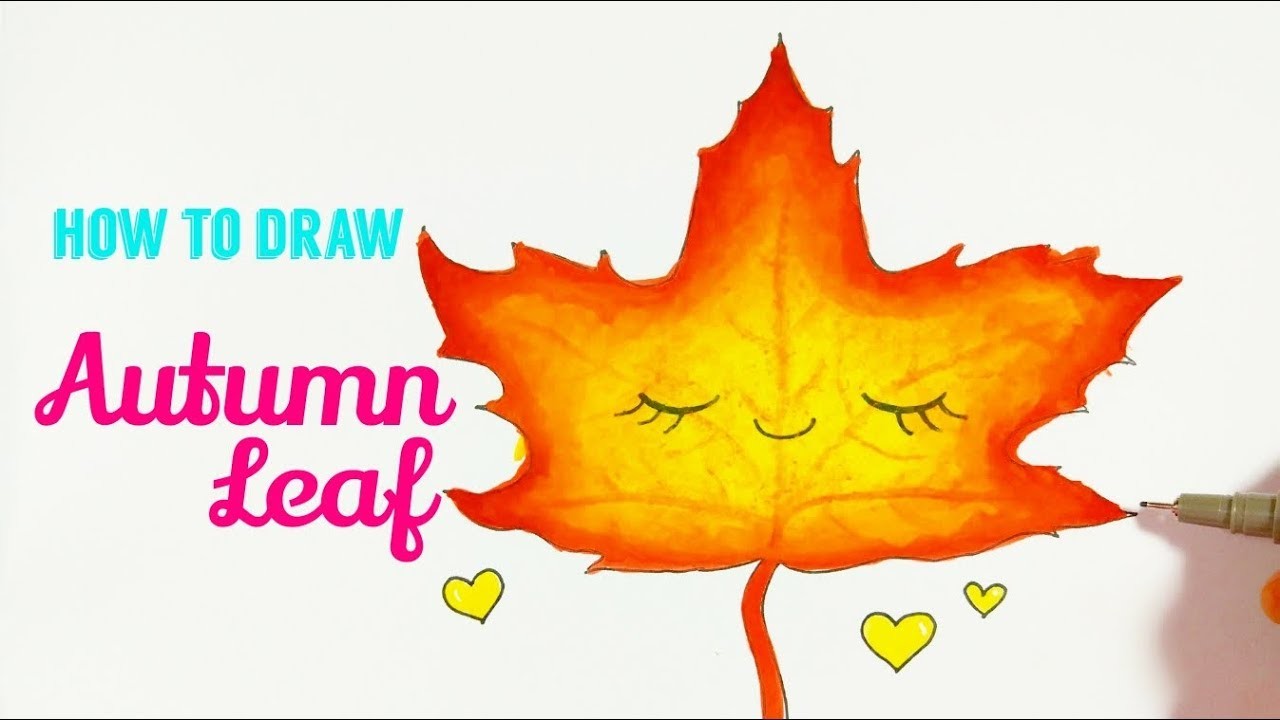1280x720 how to draw autumn leaf, maple leaf easy cute drawing tutorial - Easy Maple Leaf Drawing