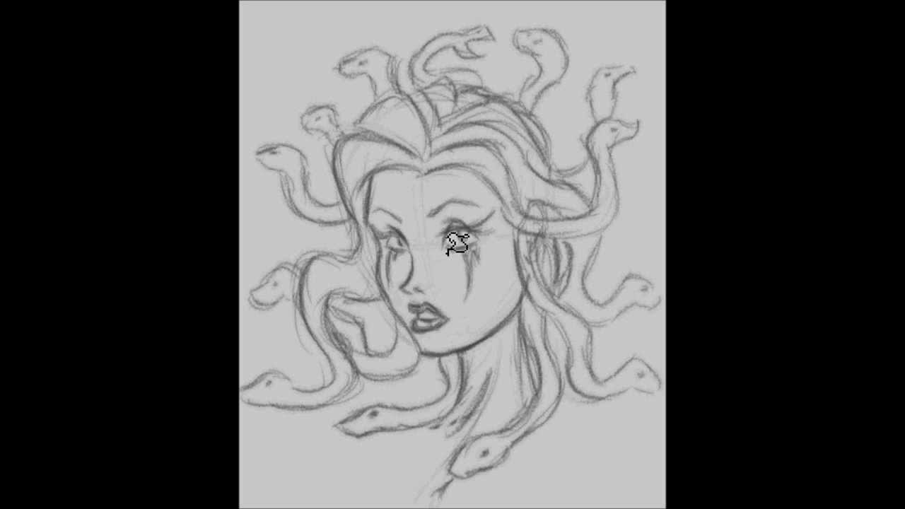 1280x720 medusa face sketch - Easy Medusa Drawing